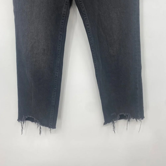 We The Free Mid Rise Straight Jeans Women Size 26 Black Frayed Raw Hem Dark Wash - Picture 3 of 11
